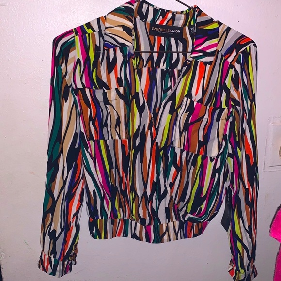 Gabrielle Union Multicolor Wrap Blouse - Picture 1 of 5